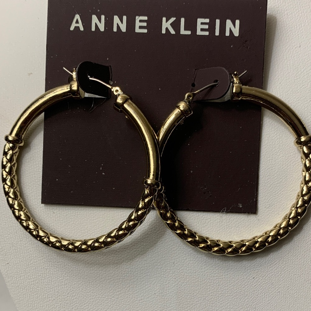 Anne Klein Braided Gold-Tone Hoop Earrings